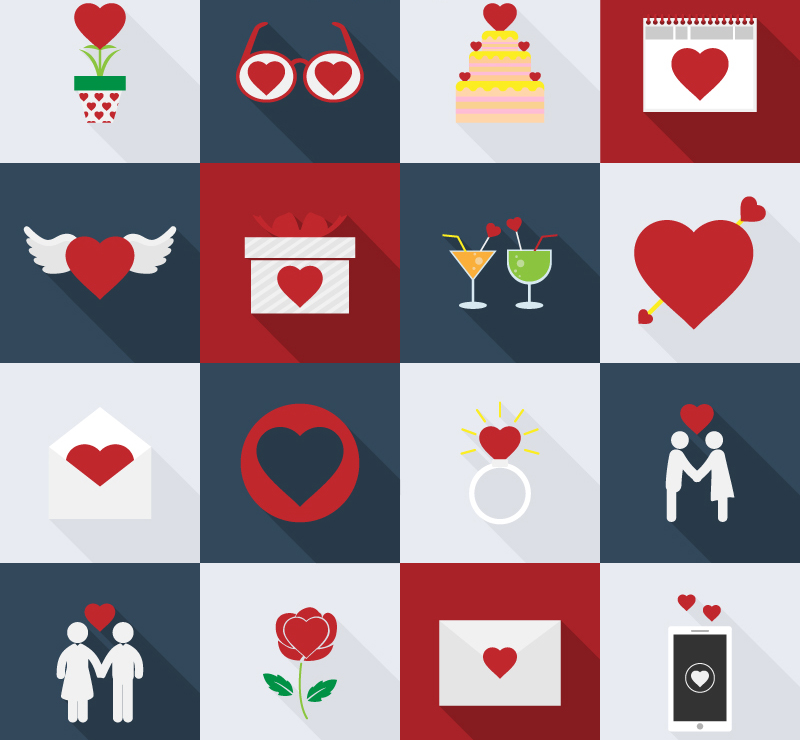 16 Modelle von exquisiten Liebe Element Symbol Vektor-Material