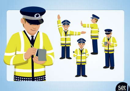 5 Polizei Cartoon-Design Vektor-Material