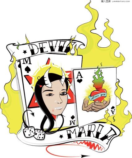 Böse Teufel Flamme Vektor Material Poker