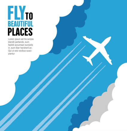 Flugzeug durch die Wolken Vektor Material
