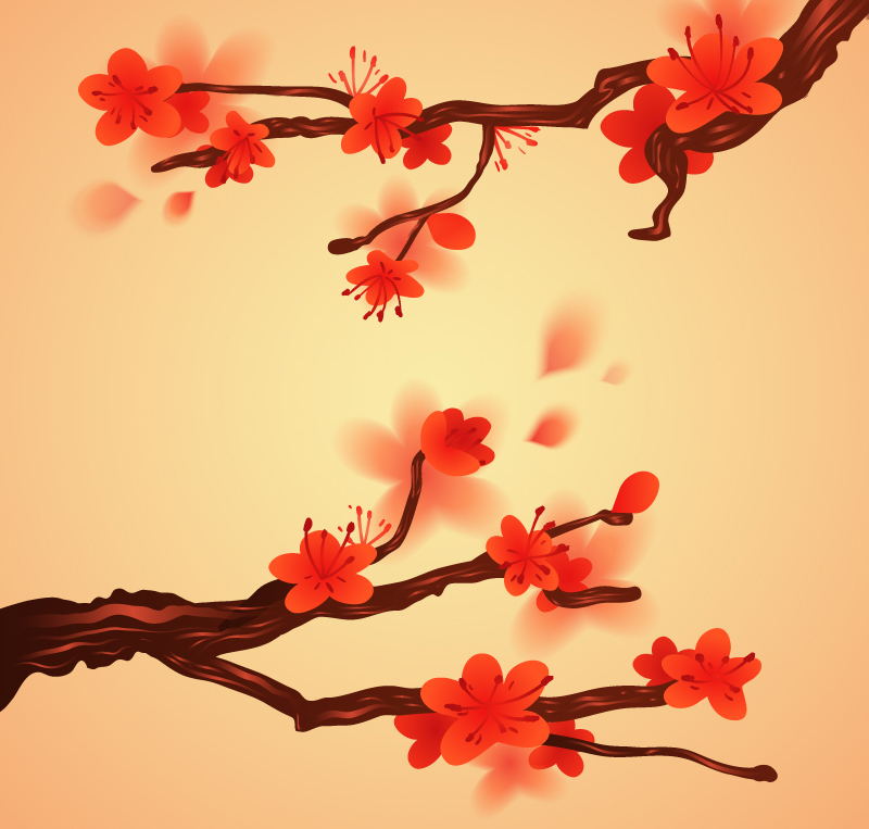 Plum rot Aquarell Blumen Vektor Material
