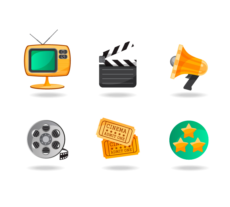 6 fabelhaften Film Symbol Vektor Material Elemente
