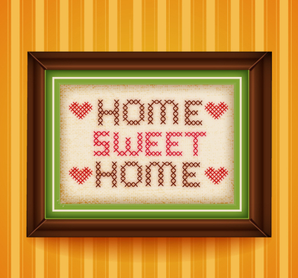 Sweet Home Kreuzstich Gemälde Vektor-Material