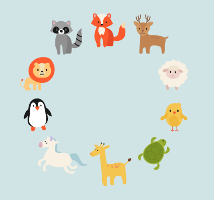 Ring bestehend aus Cartoon Tiere Vektor-Material
