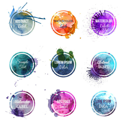 Runde 9 Aquarell tag Vektor Material