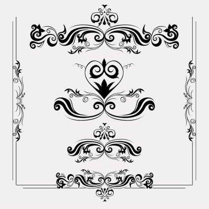 6 schwarze Spitzen-Muster und Design Vektor-Material