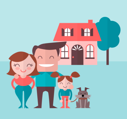 Cartoon-Familie von drei Vektor-Material