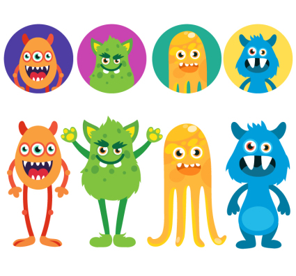 8 Cartoon-Monster mit Avatar-Design Vektor-Material