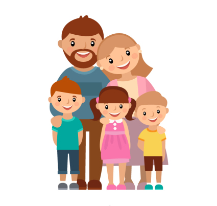 Familie von f¨šnf Cartoon-Vektor-Material