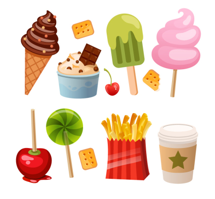 12 leckere Snacks Design Vektor-Material