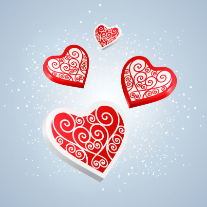 Rote Liebe Muster Vektor Material Blatt