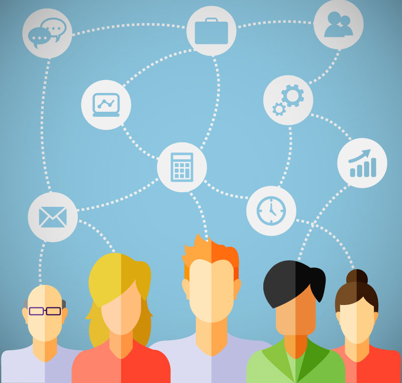 Abflachung der Social-Networking-Publikum Vektor-Material
