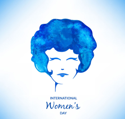 Kopf einer Frau in blau Aquarell Vektor-Material
