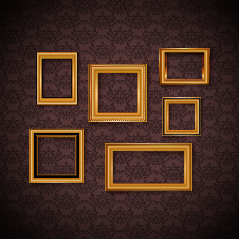 Wunderschöne Wallpaper Goldrahmen Vektor Material
