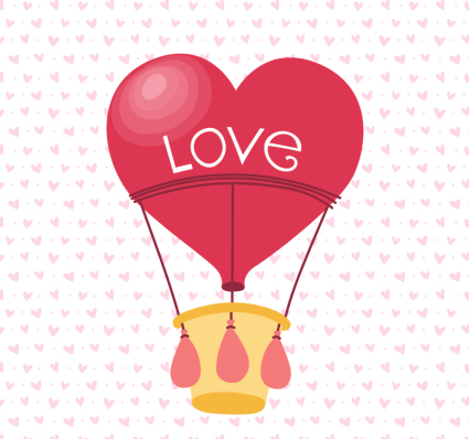 Liebe rot Heißluftballon Vektor Material
