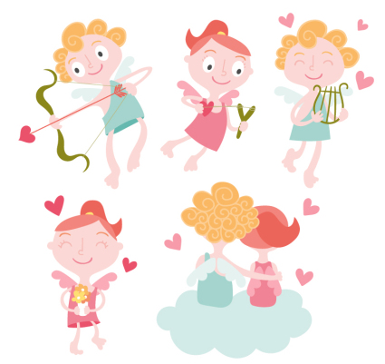 5 Cartoon-Liebe Amor Vektor-Material