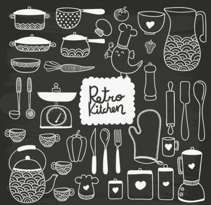 35 handbemalte K¨ąche Design Vektor-Material