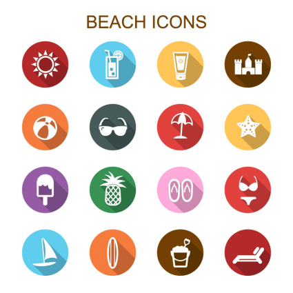 16 Modelle runden Strandurlaub Symbol Vektor-Material