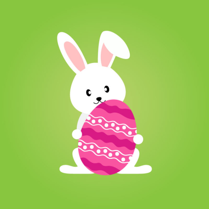 White Rabbit hält Ei Muster Vektor Material