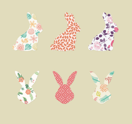 6 Vektor-Muster Hase mit Avatar