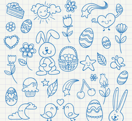 Blau lackiert Easter Element Vektor-Material
