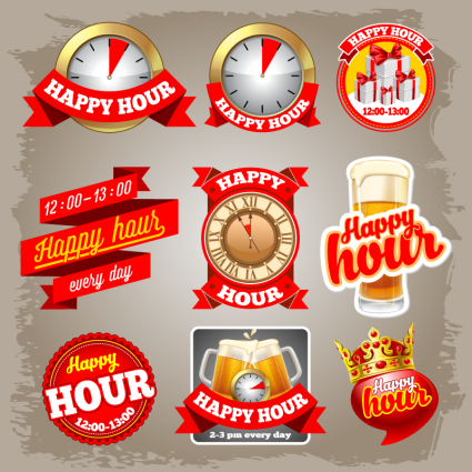 9 Red Bier Etikett Vektor-Material