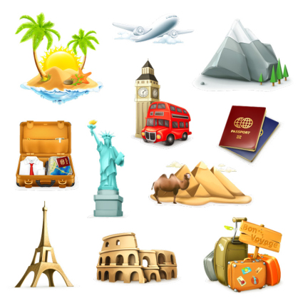 11 wunderschön gestalteten touristischen Symbol Vektor-Material