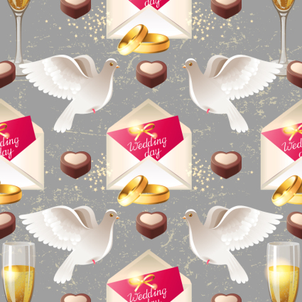 Hochzeitseinladungskarten Tauben und nahtlose Hintergrund Vektor-Material
