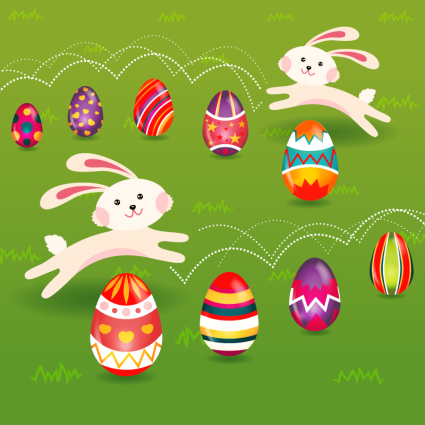 Cartoon Kaninchen und Eier Vektor-Material