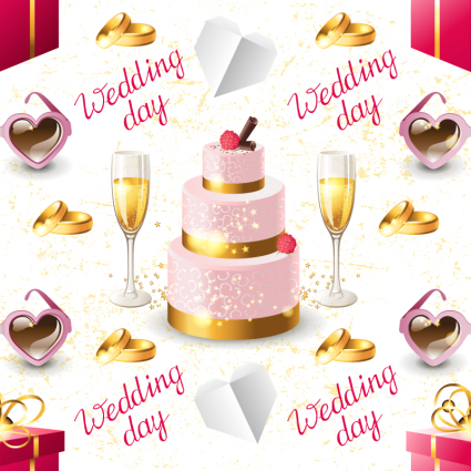 Hochzeits-Champagner und Kuchen nahtlose Hintergrund Vektor-Material