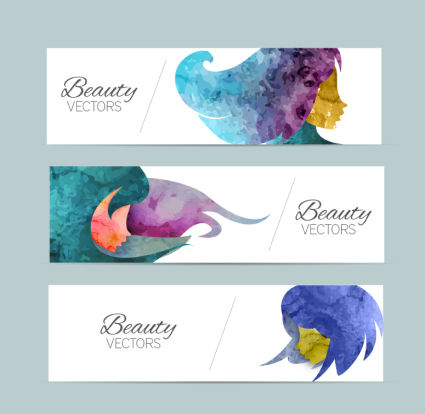 3 Fotos Banner Vektor Aquarell Frau