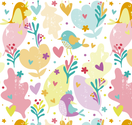 Cartoon Blumen und Vögel nahtlose Hintergrund Vektor-