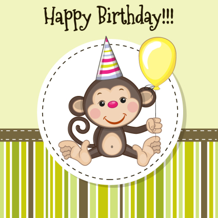 Vector cartoon monkey Geburtstagskarten