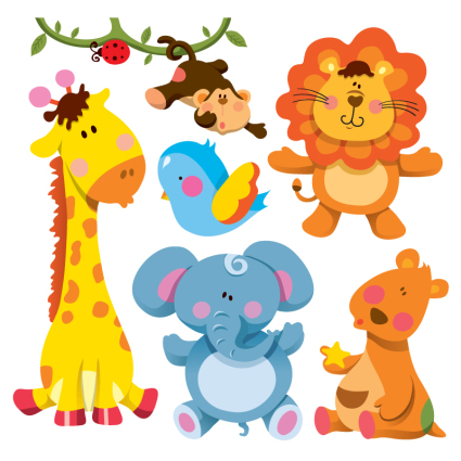 7 von niedlichen Cartoon Tiere Vektor-Material

