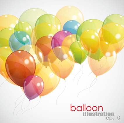Bunte Luftballons hellem Hintergrund Vektor-Material