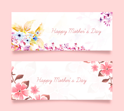 2 Mutter Saving Farbe Blume Banner Vektor