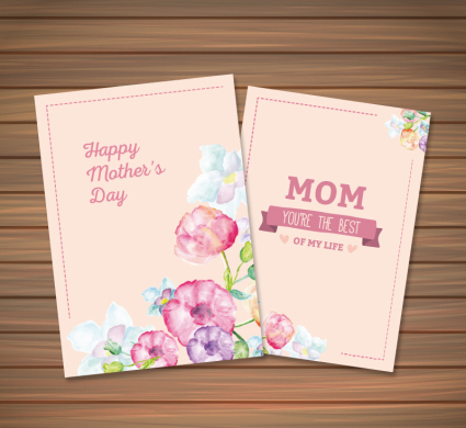 Elegante Watercolor-Blumen f¨¹r den Tag der Mutter Grußkarten Vektor-