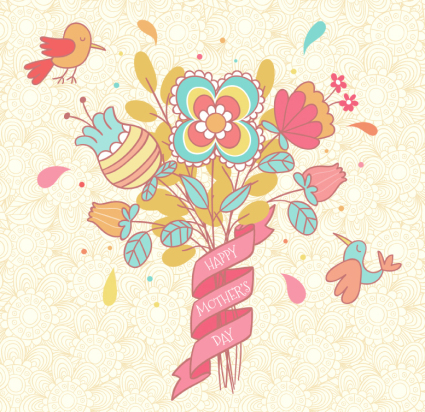 Frische Blumen f¨¹r den Tag der Mutter Grußkarten Vektor Material