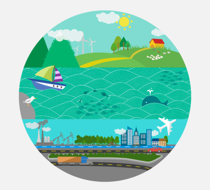 Cartoon runden Erde Landschaft Vektor-Material