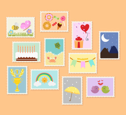 11 Modelle spielerisch Stempel Design Vektor-Material