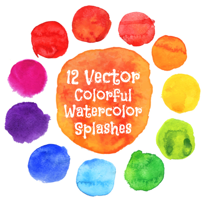 12-Farben-Aquarell dot design Vektor-Material
