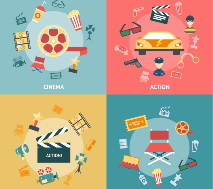 4 Filmelemente Illustrator Vektor Material

