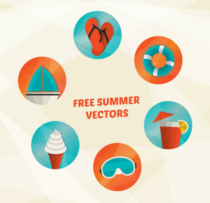 6 Sommerferien Symbol Vektor-Material
