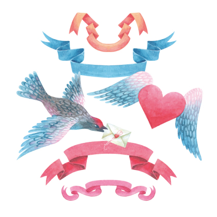 4 Farbe Aquarellfarbband Banner Vektor Material