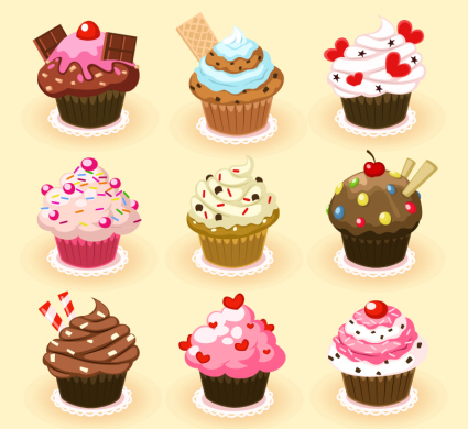 9 leckeren Cupcakes Vektor-Material