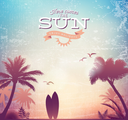 retro - surfing board und kokosnussbaum poster vector
materialflower