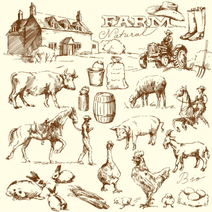 24 zeichnung farm element vector material