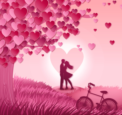 liebe baum und liebhaber vector material