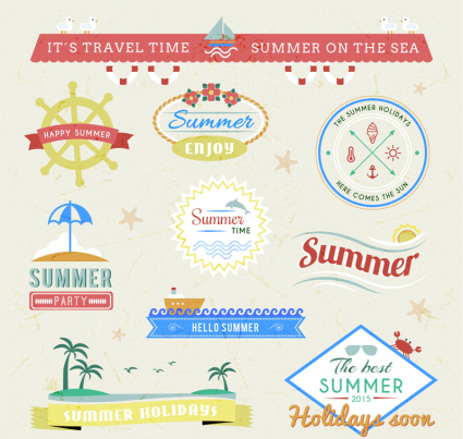 10 Absatz Sommerurlaub Label Vector