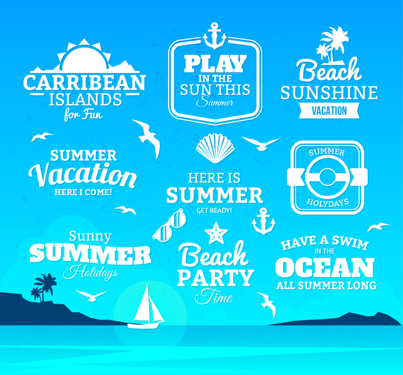 9 WordArt vector Sommerurlaub
